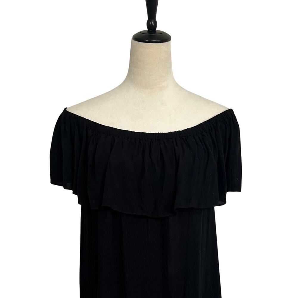 Young Fabulous & Broke Penelope Off The Shoulder Black Ruffle Mini Dress M Party - Picture 8 of 11